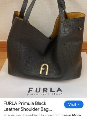 FURLA Primula S Leather BlackTote Bag Authentic AA Condition